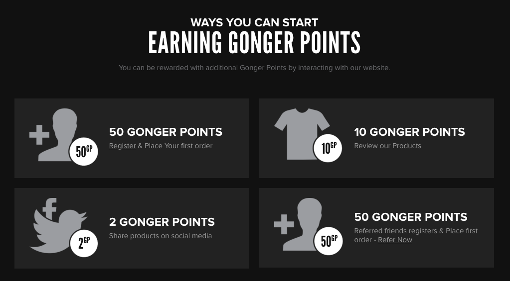 Fashion Examples -  gonger points ways to earn