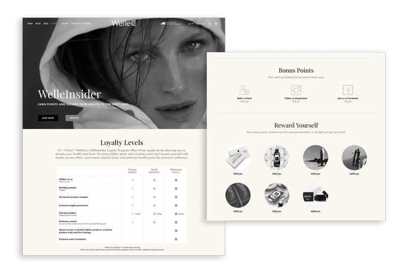 WelleCo loyalty program explainer page