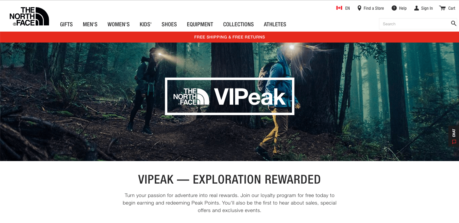 North Face VIPeak banner