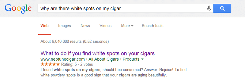 reciprocity cigar white spots research