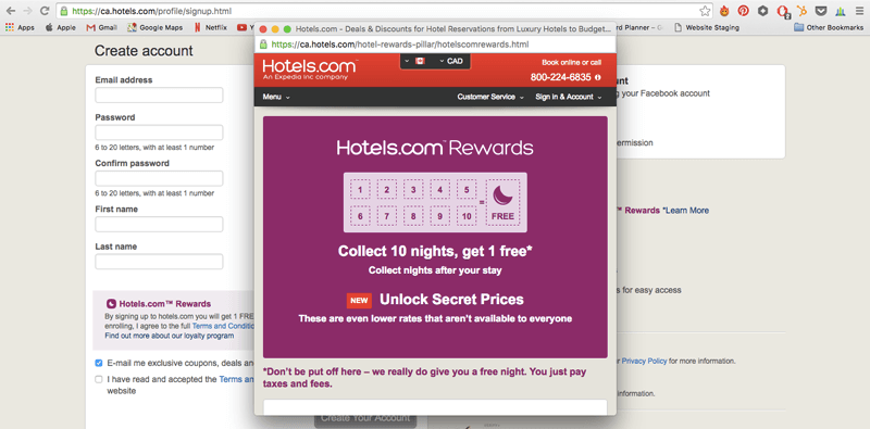 hotels.com rewards new window registration