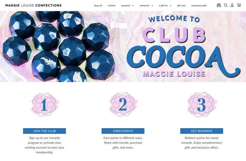 Maggie Louise Confections Club Cocoa explainer page
