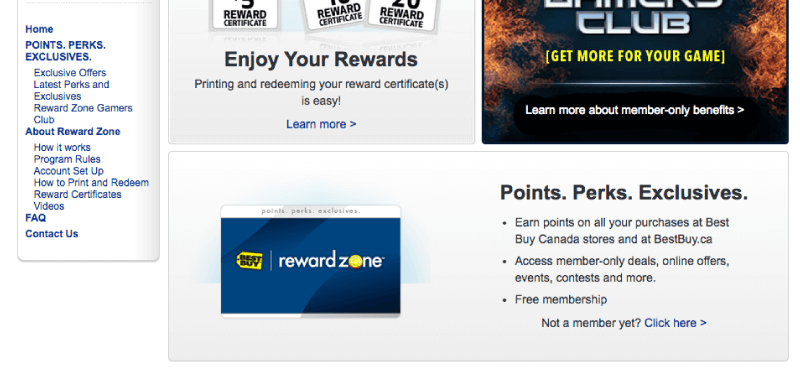 reward zone points perks