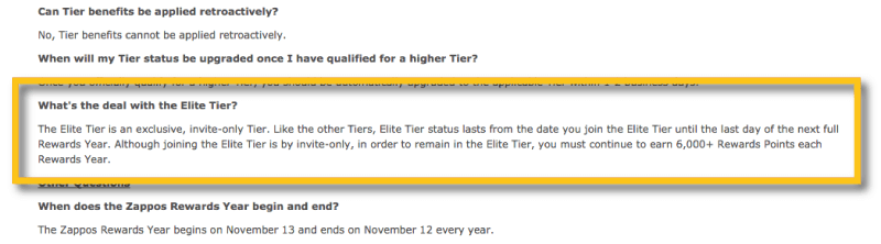 zappos rewards elite FAQ