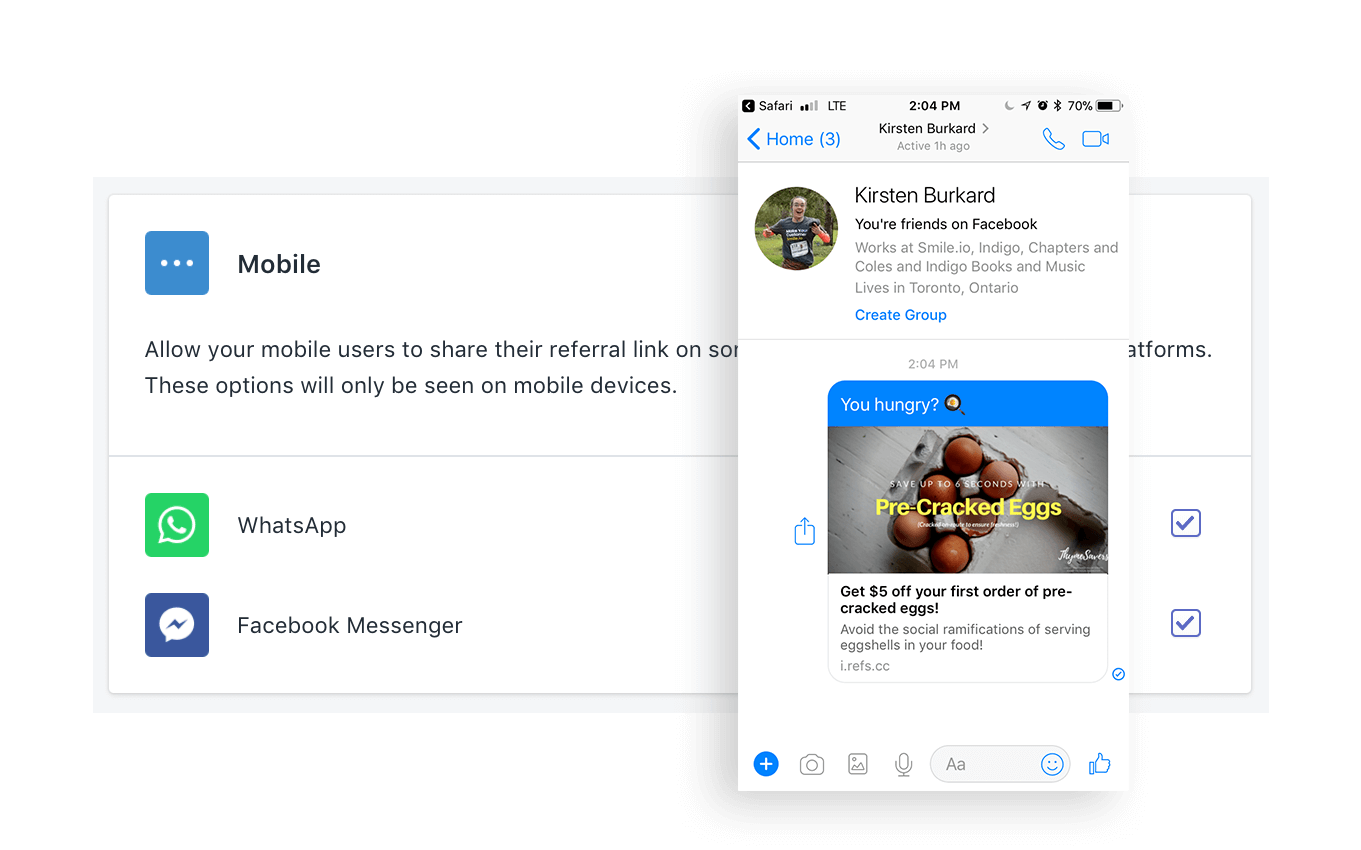 mobile messaging referral smile