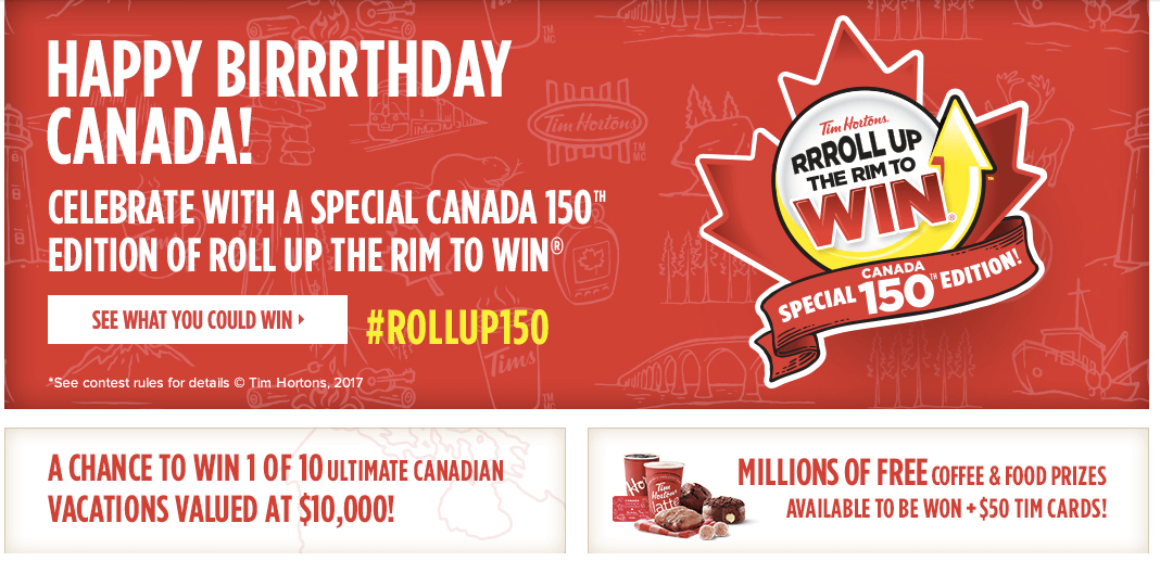 Tim Horton's Roll Up The Rim provides customers swith some pretty sweet rewards every year