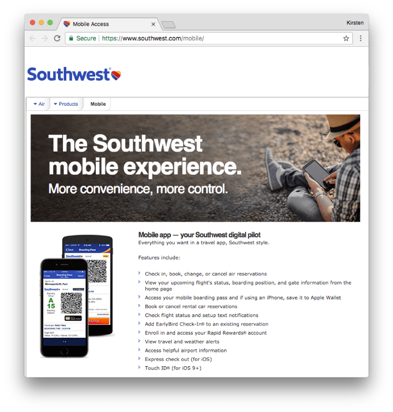 Southwest Airlines Mobile Experience