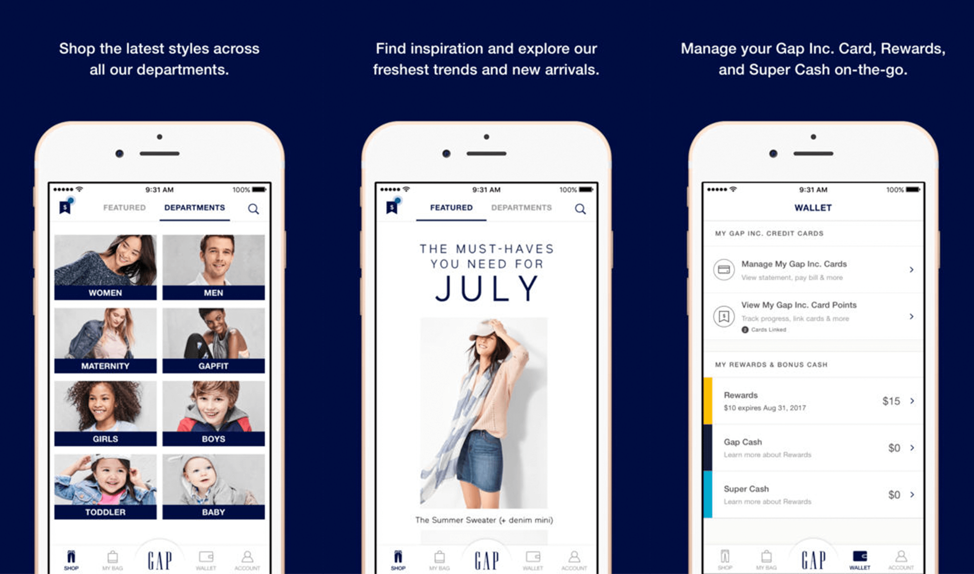 Gap mobile application