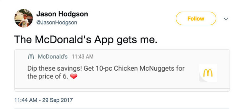 Mcdonalds App Tweet
