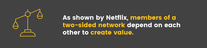 Members of a two-sided network depend on each other to scale quickly