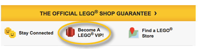 LEGO VIP program email footer