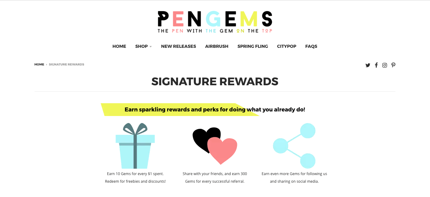 Creative Rewards Program Names PenGems Signature Rewards Signup 