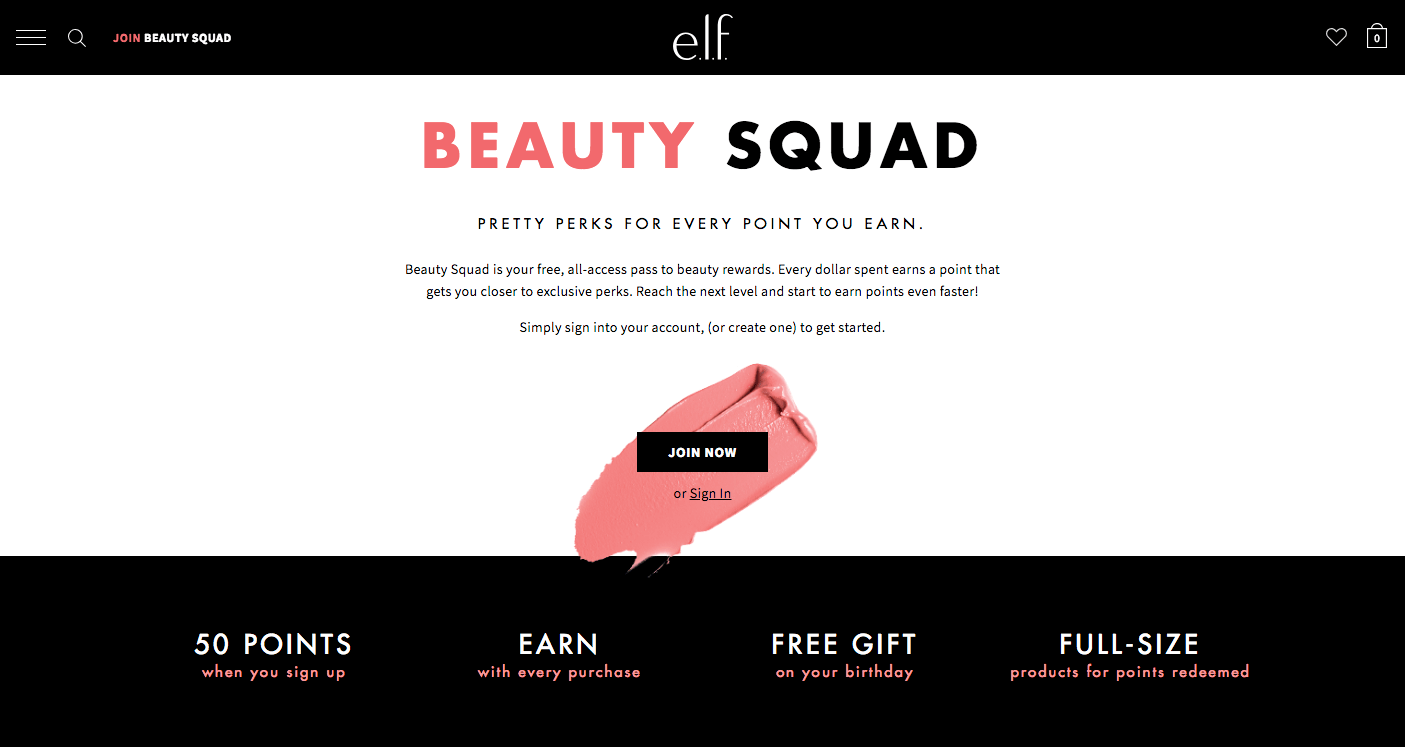 Creative Rewards Program Names Elf beauty Squad Rewards Page Join Now
