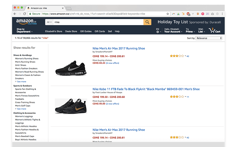 Nike Search Result Amazon