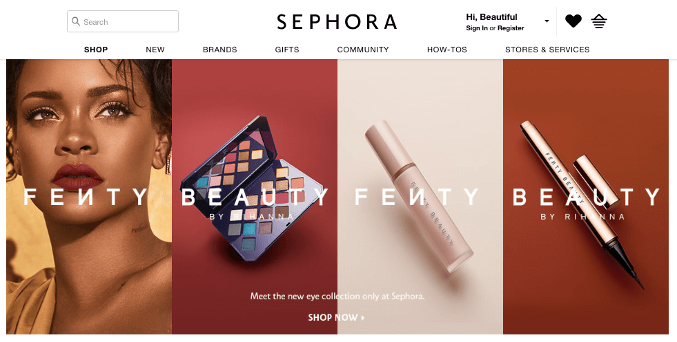 Best Customer Experiences Sephora Fenty Homepage