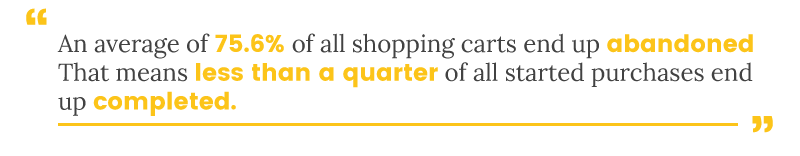 75.6% of shopping carts end up abandoned. Less than a quarter of purchases are completed