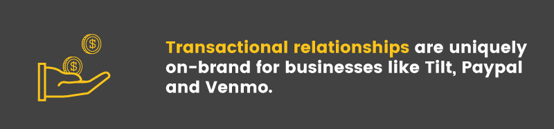 Because they deal with money, the Tilt, Venmo, and Paypal referral programs can be transactional in nature