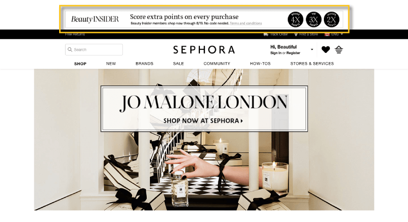 in-store experiences sephora homepage banner