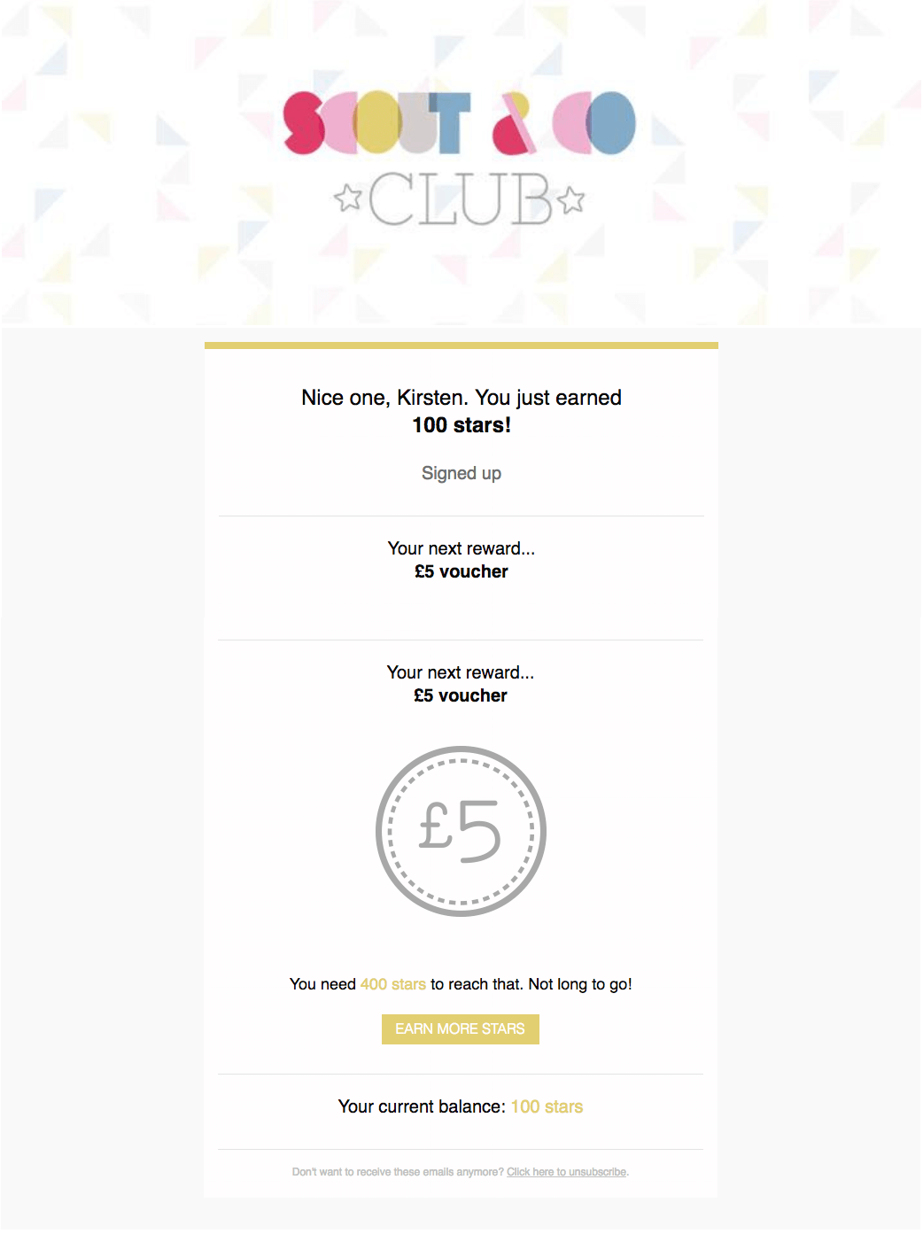 Scount & Co Club program status email