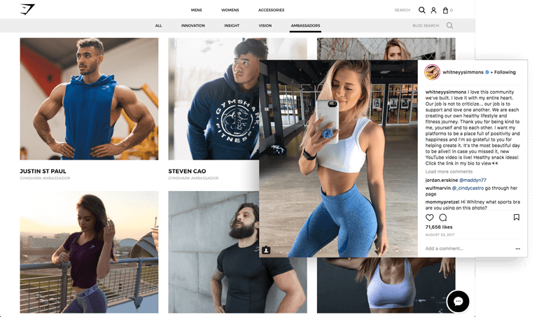 Gymshark builds emotional relationships with brand ambassadors