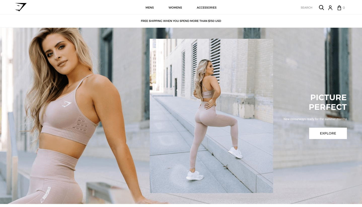 Emotional business Gymshark's homepage