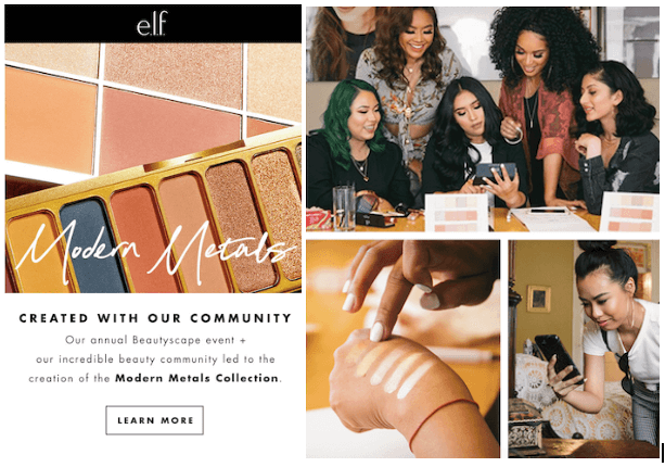 How to Leverage Exclusive Events to Build Community - e.l.f Modern Metals new product created with community 