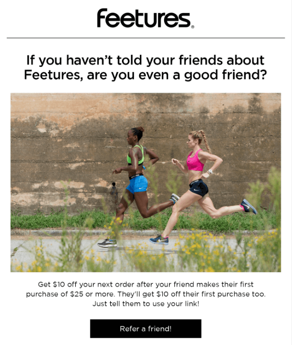 How to Turn Customer into Brand Advocates -Feetures Be a good friend and Refer a Friend - athletes running