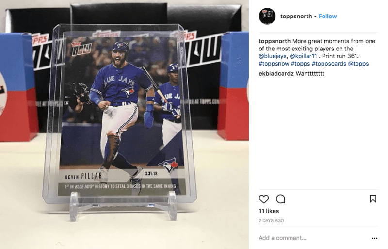 Topps Now collectable baseball card