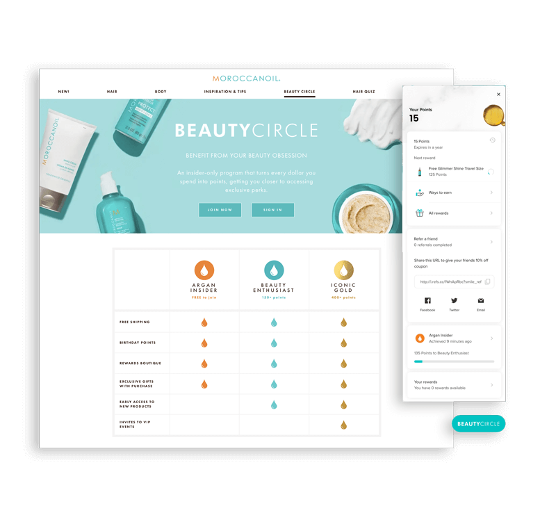 Moroccanoil rewards program branding