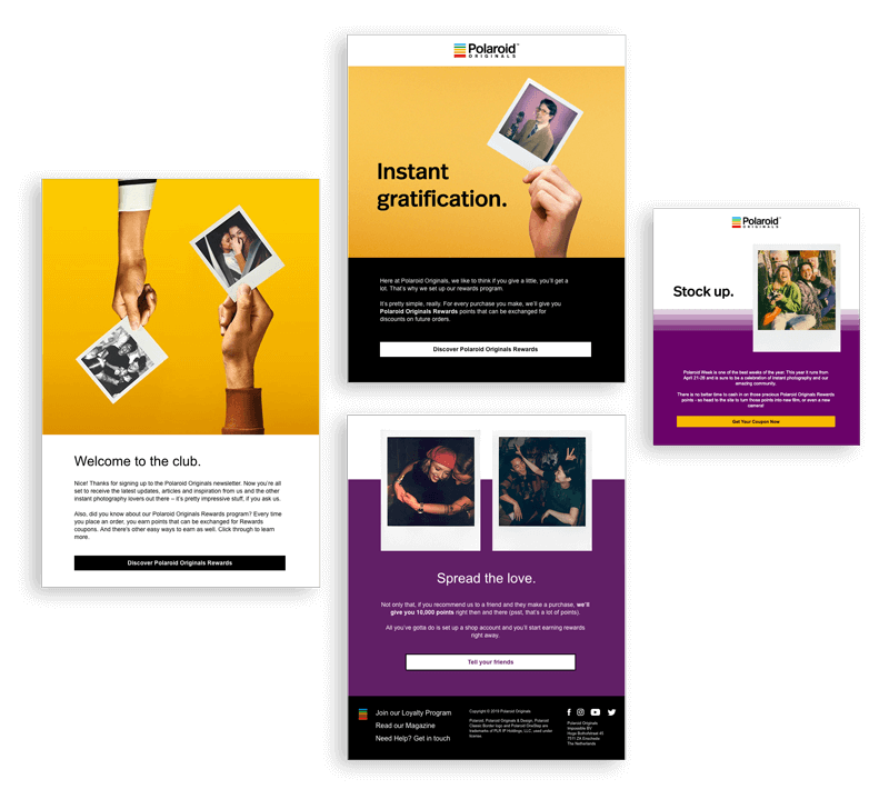 Polaroid rewards program emails