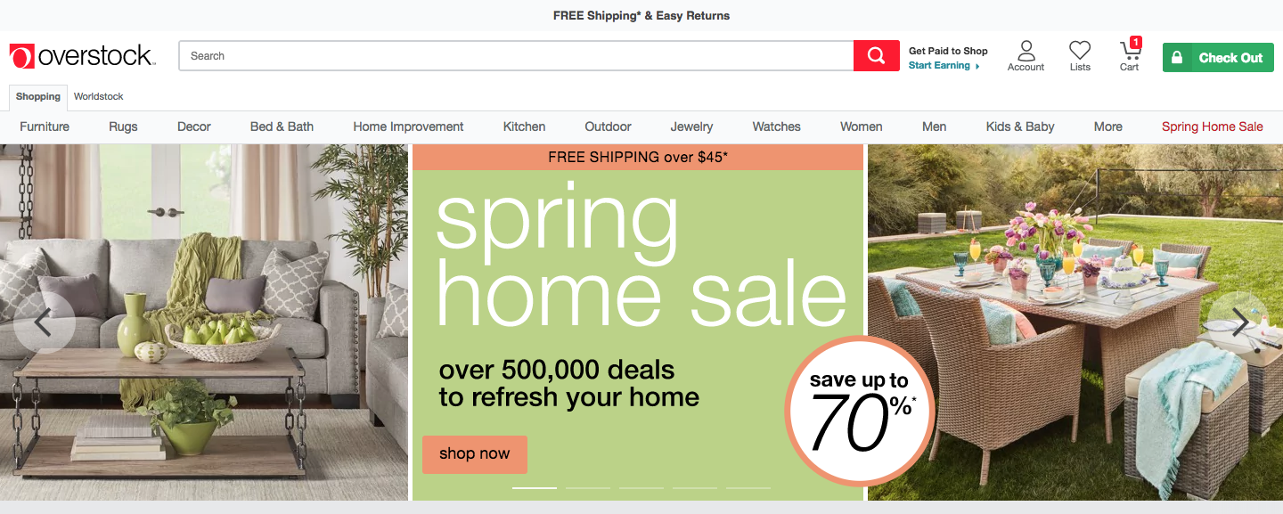 Overstock homepage