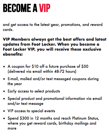 Foot Locker VIP Explainer Page