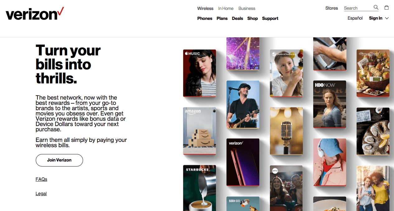 Verizon Up Rewards  - turn bills to thrills Apple Music, HBO, Concerts, Startbucks