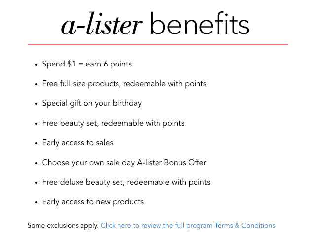 a-lister benefits in the Elf Beauty Squad rewards program 