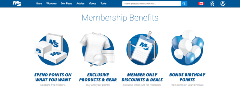 Muscle & Strength offers a diverse range of loyalty rewards