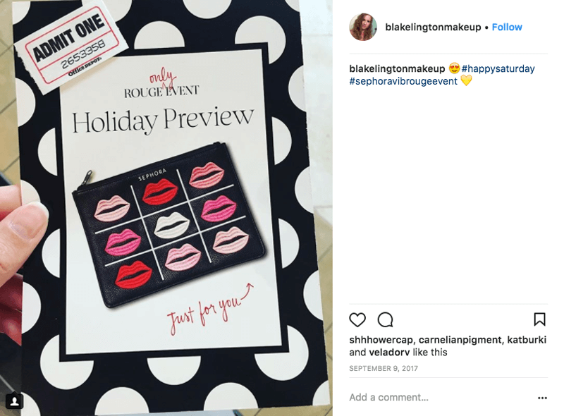 Invitation to Sephora's Rouge Only event