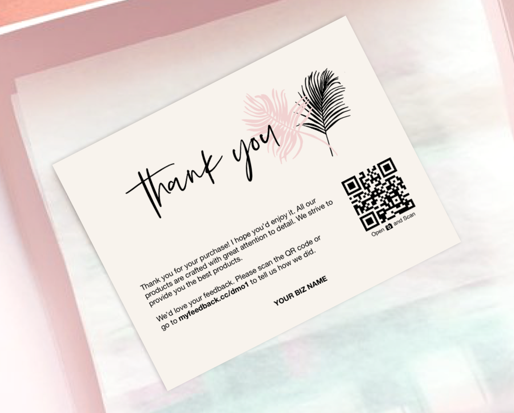 order packaging loyalty - QR code thank you note