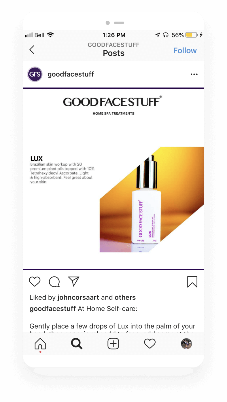 5 brands creating sustainable growth - Good Face Stuff Instagram
