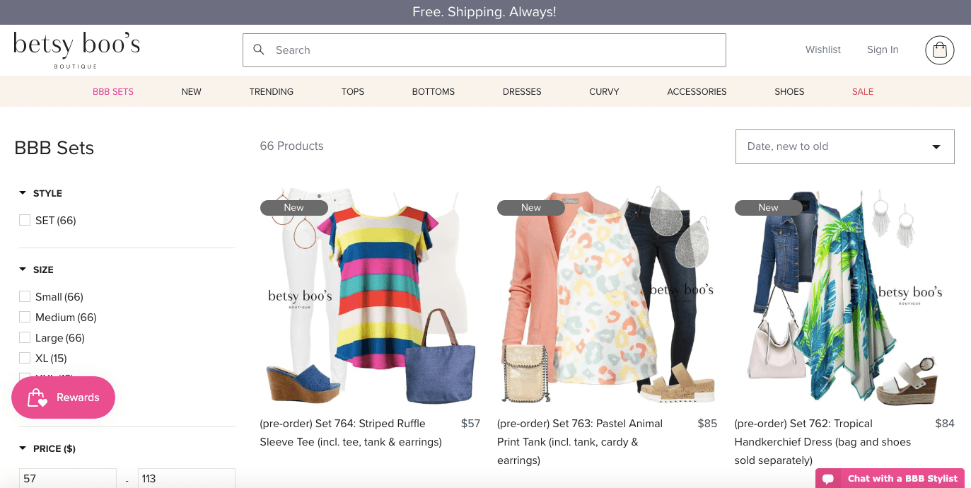 women ecommerce brands - betsy boos boutique product page