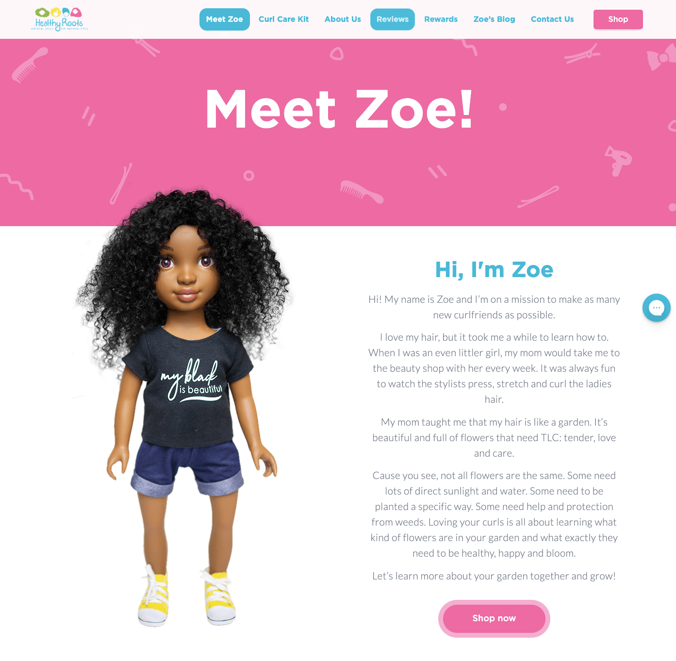 women ecommerce brands - healthy roots zoe doll