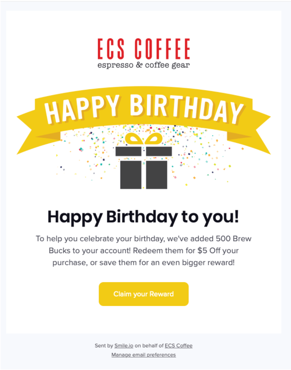 ECS Coffee email example