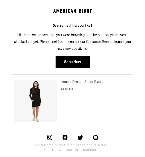 5 Ways to Increase Retention With Email & SMS Marketing - screenshot of retailer american giant 
