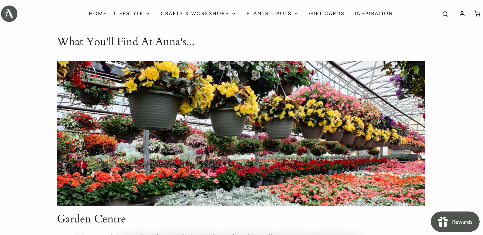 What is omnichannel commerce with examples - this is a screenshot of Anna's Home and Garden and their homepage with text saying “what you’ll find at Anna’s.”