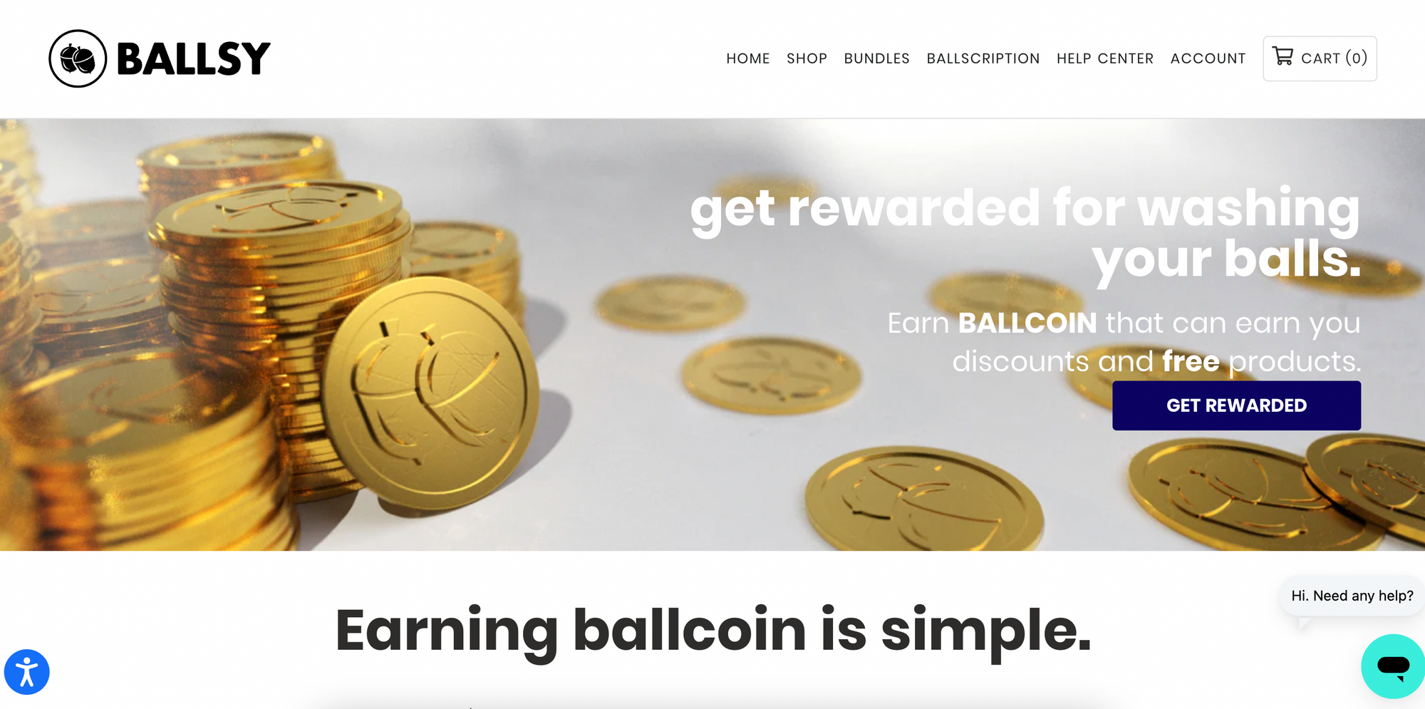 How Do I Explain My Loyalty Program to My Customers? - screenshot of ballsy ballcoin program with text saying 