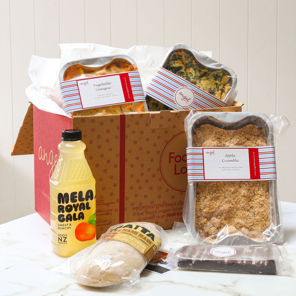 Food is Love with Angel Delivery #SmileABCs blog series meal delivery box with packaged foods