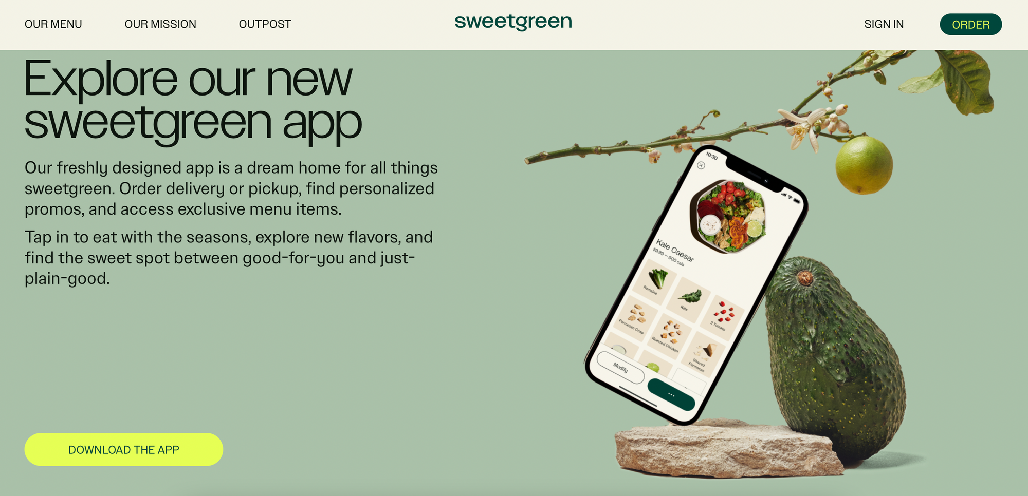 How Sweetgreen Launched its Summer Rewards Program article - screenshot of the sweetgreen homepage