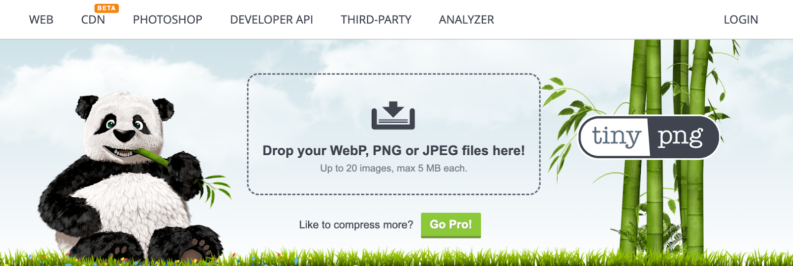 screenshot of tinypng website 