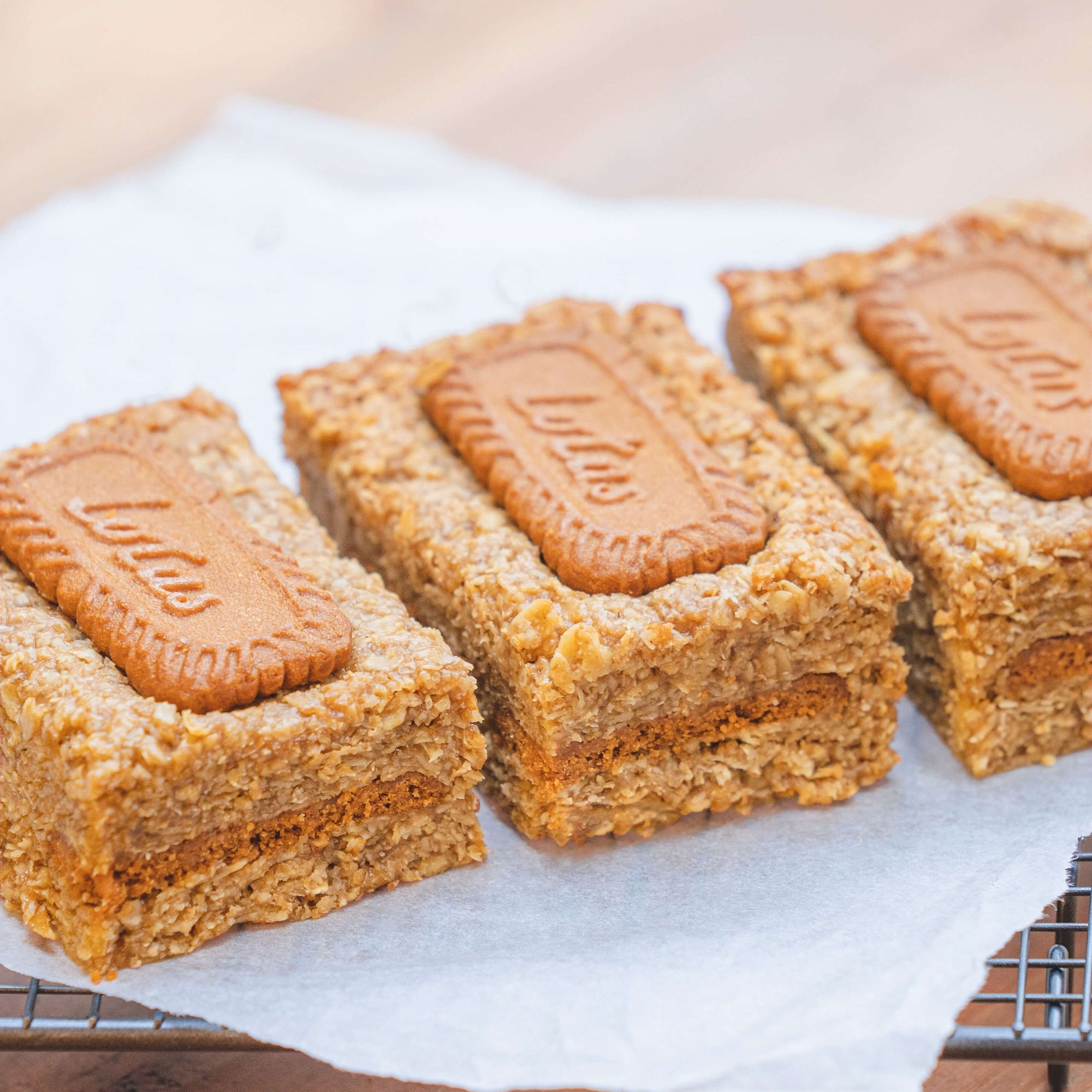 Oat of this World Perks with Oatopia - image of Biscoff oat flapjacks