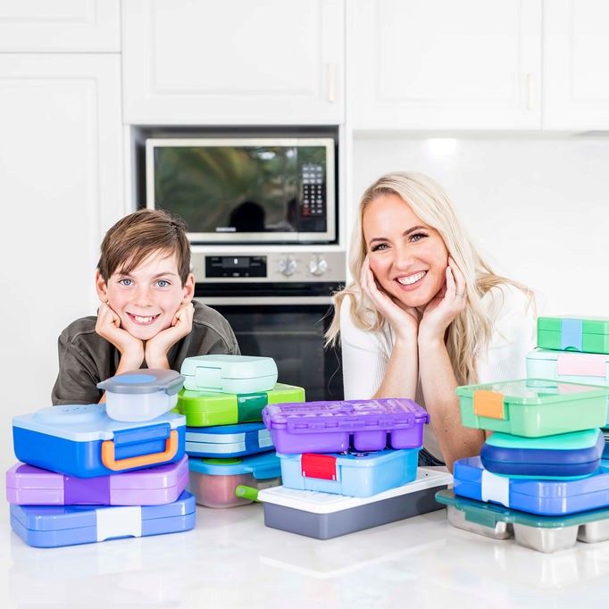 Tracey and her son along with adventure snacks products