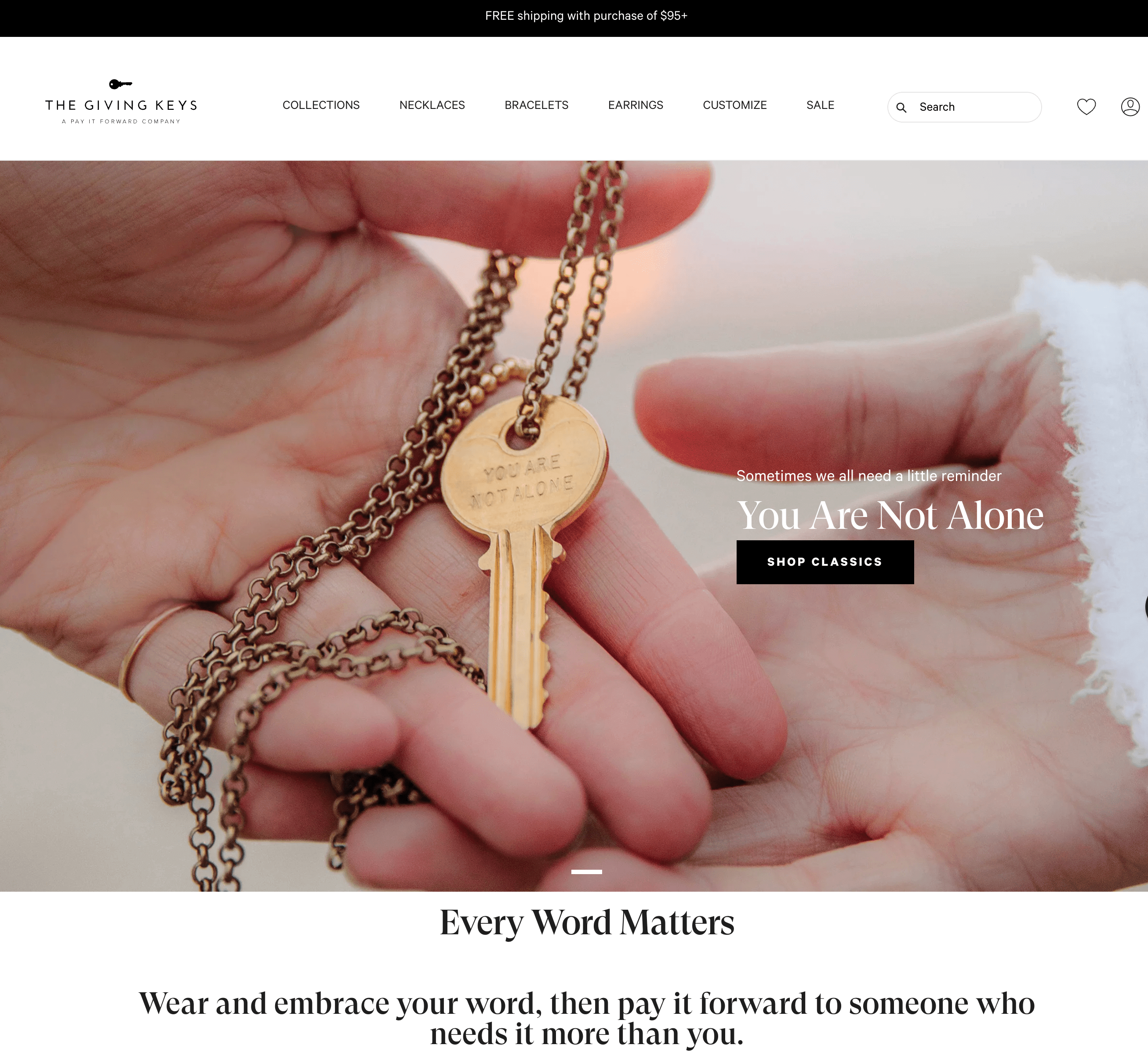 Pay it forward hot sale key necklace